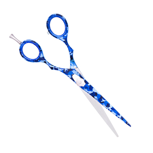 Ciseaux de coiffure professionnels allemands en acier argenté avec repose-doigts et vis amovible, lame droite tranchante revêtue de papier de haute qualité - Product Image 6