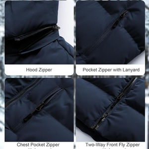 เสื้อโค้ทพัฟเฟอร์ผู้ชายแบบยาว ซิปหน้า ผลิตจากวัสดุรักษ์โลก กันน้ำ กันลม พร้อมฮู้ด สำหรับผู้ใหญ่ - Product Image 6