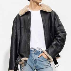 Veste bomber pour homme de grande qualité, en cuir d'agneau véritable, col montant, poche avant, imperméable, respirante, pour unisexe - Product Image 1