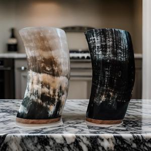 Direct Factory Supply Natural Horn <b>Glass</b> <b>Beer</b> <b>Set</b> Great for Rustic Dining Aesthetics and Housewarming Gifts for Export - Product Image 1