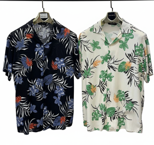 Camisa de Manga Corta de Satén con Estampado Floral para Hombre, con Logotipo Personalizado, Corte Relajado, Cuello Camp Collar, Diseño Elegante para Vacaciones de Verano - Product Image 4