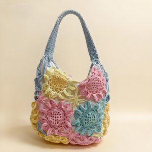 Nuevo Bolso de Mano 2025, Hecho a Mano, de Algodón, Estilo Bohemio, Ligero, con una Sola Correa, Bordado de Dibujos Animados, con Cierre, Térmico y Portátil - Product Image 1