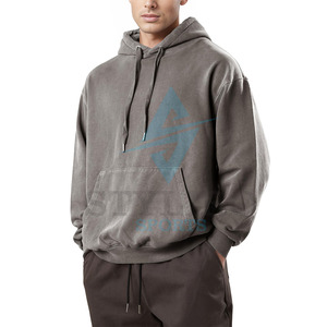 Manufacturer's High Quality 100% Cotton <b>French</b> Terry Solid <b>Vintage</b> Men's Hoodie Custom Distressed Acid Wash Wholesale Streetwear - Product Image 1