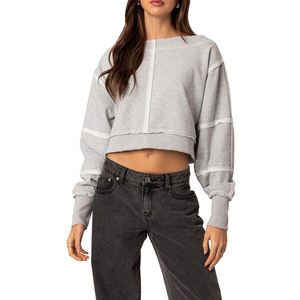 Sudaderas Cortas Extra Grandes de Felpa para Mujer, 100% Algodón de Alta Calidad, Nuevo Diseño de Moda Urbana con Logotipo Estampado en la Parte Delantera - Product Image 1