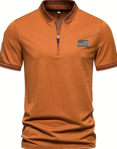 Summer <b>Orange</b> <b>Shirt</b>] Breathable Summer <b>Orange</b> <b>Shirt</b> <b>Men's</b> Casual & Sporty Short Sleeve Machine Washable Factory Price Wholesale - Product Image 1
