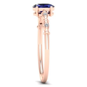 Reyes แหวนเพชรมอยส์ซอไนท์สีฟ้าและอัญมณีแซฟไฟร์สีทองกุหลาบ14K แหวนหมั้นสำหรับผู้หญิงของขวัญครบรอบ - Product Image 3
