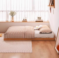 Cama doble minimalista moderna ajustable, dormitorio principal de madera de estilo japonés, cama de suelo Tatami tamaño King, cama de suelo francés Modular