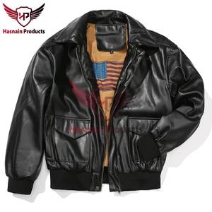 แจ็กเก็ตหนังแท้ของผู้ชายที่มีกระดุมข้อมือ-หนาอบอุ่นคอปกพับลงกระดุมปิดกระเป๋าด้านหน้า2ช่อง - Product Image 3