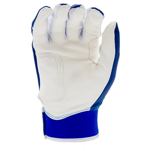 Guantes de bateo de béisbol transpirables con combinación de colores azul real y blanco de cuero de calidad superior para hombres y mujeres - Product Image 6
