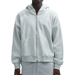 Jersey personalizado con capucha para hombre, sudadera gruesa con cremallera completa, sudaderas recortadas con hombros caídos, patrón sólido para la temporada de otoño ODM - Product Image 6