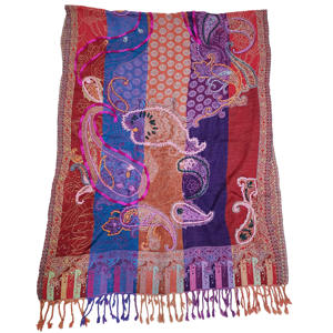 ผ้าคลุมไหล่ขนสัตว์คุณภาพสูงของผู้หญิงผ้าแจ็คการ์ดสำหรับฤดูหนาวพิมพ์ลายสี Mti สวมใส่สบายอบอุ่นและอ่อนนุ่มสำหรับเด็กผู้หญิง - Product Image 5