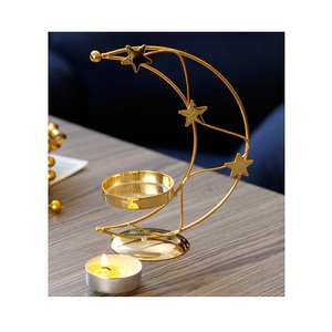 Porte-bougie chauffe-plat en métal poli or votif forme et taille personnalisées votive pour accessoires de décoration de mariage - Product Image 1