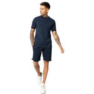 Ensemble de vêtements d'extérieur d'été sur mesure pour hommes t-shirt décontracté deux pièces en tricot à manches courtes cropped top shorts survêtements - Product Image 6
