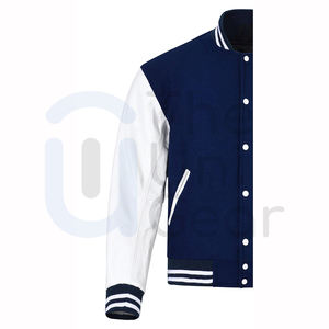 Veste d'université de baseball pour hommes et femmes veste Letterman bleue décontractée à la mode pour l'hiver nouveau design haut de moto - Product Image 3