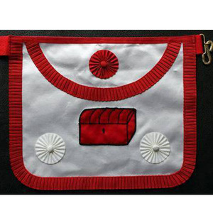 Tablier maçonnique MB Tablier de maître brodé à la main Tablier Bullion & wire DEPUTY GRAND MASTER Rouge plissé brodé - Product Image 4