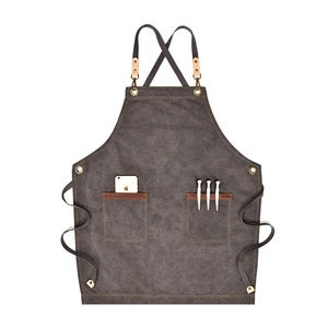 Barato logotipo personalizado impreso algodón duradero poliéster cocina limpieza Chef delantal babero delantales con bolsillos - Product Image 3