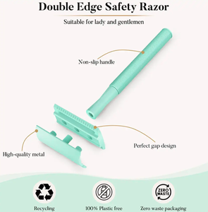Rasoir de sécurité classique à double bord en acier inoxydable avec poignée texturée Utilisation humide de qualité personnelle pour le visage et le corps par ANAAIF - Product Image 4