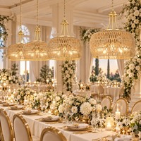 Lustre en osier tressé à la main à 5 lumières avec abat-jour en forme de dôme naturel pour restaurant, mariage, salle à manger, hôtel, décoration