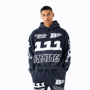 Service OEM, ensemble survêtement et sweat-shirt imprimé délavé personnalisé, ensemble de sweats à capuche délavés au soleil, ensemble deux pièces de haute qualité - Product Image 3