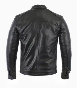 Custom <b>Mens</b> Fashion <b>Black</b> <b>Real</b> Leather Jacket for <b>Men</b> High Quality Casual Outerwear OEM Wholesale - Product Image 6