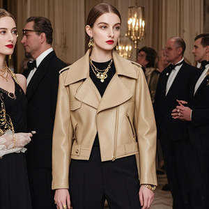 Nouvelle Veste en Cuir pour Homme Modèle 2025 – Col Montant Vintage, Logo Frontal, Coupe-Vent, Haute Qualité - Product Image 6