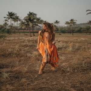 100% Cotton Breathable Sustainable with Lace Button Ruched Decorations Natural Waistline Washable Boho <b>Maxi</b> <b>Dress</b> - Product Image 6