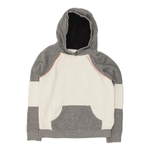 Women's Breathable Cotton Fleece <b>Pullover</b> Hoodie Grey Colourblock <b>Jumper</b> Top for Winter Front Logo Design - Product Image 1