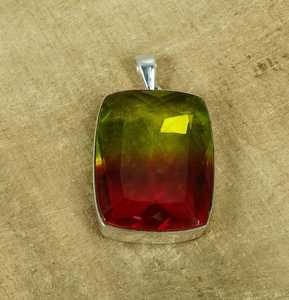 Pendentif en argent sterling 925 avec quartz pastèque, pierre précieuse facettée faite à la main, bijou élégant, cadeau pour femme - Product Image 3