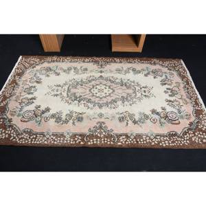 พรมขนสัตว์สีเบจสีน้ำตาลแบบดั้งเดิมขนาด3.9x6.6ฟุตงานเย็บปะแบบตุรกีคลาสสิกงานเย็บปะติดทรงสี่เหลี่ยมผืนผ้าทางเดินยางยาว4เมตร - Product Image 2