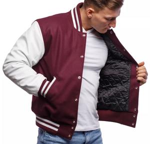 Veste universitaire blanche pour homme avec doublure matelassée, veste bomber en laine mélangée personnalisée, style universitaire, vêtements d'extérieur d'hiver - Product Image 1