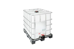 Réservoir IBC en HDPE noir de 1000 L avec cadre métallique et valve rouge pour le stockage de produits chimiques, niveau de sécurité élevé - Product Image 4