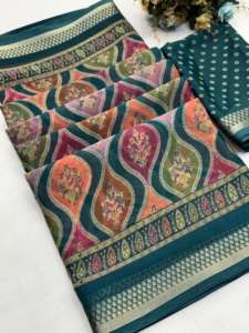 Saris en soie douce pour femmes en gros avec bordure tissée en zari pour vêtements indiens et pakistanais en stock - Product Image 2