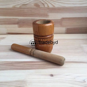Mortero y mortero Okhli de madera hecho a mano rústico por Tradebyd Natural Grinder para especias y uso de hierbas - Product Image 2