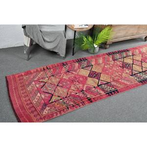 Vintage 2,5X12,5 pies rojo naranja Alfombra de lana turca área grande rectángulo pasillo patrón 10mm nuevo látex para dormitorios - Product Image 1