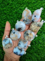 Tigre naturel Dendrite pierre précieuse lunette pendentif 925 argent laiton bijoux à la mode collier mélange formes pour les femmes lunette réglage