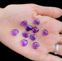 Perles de pierre de pierres précieuses Briolette en forme de coeur d'améthyste à facettes violettes naturelles pour la fabrication de bijoux et l'artisanat