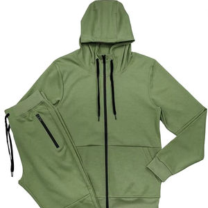 Alta calidad 100% algodón hombres ropa deportiva de invierno chándal cómodo con capucha gimnasio entrenamiento Sportsuit cordón transpirable conjuntos - Product Image 1