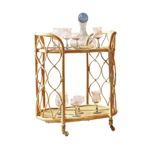 Carrito de Bar de ratán de alta calidad, elegante carrito de bebidas tejido a mano para hoteles, restaurantes y decoración del hogar - Product Image 6