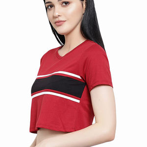 Camiseta corta para mujer al por mayor, camiseta sin mangas de algodón con estampado personalizado, informal, cuello redondo, talla XS para verano, con decoración de logotipo frontal - Product Image 6