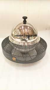 Rattan de luxe de forme ronde de qualité supérieure chauffe-plats chauffe-plats chauffe-plats fabriqué en acier inoxydable et canne naturelle - Product Image 2