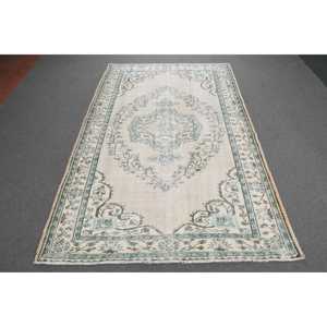 Tapis turc 5,9 x 9,1 pieds, tapis vintage, tapis oriental blanc en laine - Product Image 1