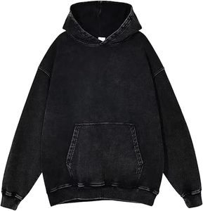 Sudadera con capucha lavada con ácido Vintage para hombre, ropa informal de gran tamaño, sudadera informal Retro, sudadera holgada de lana de algodón - Product Image 3