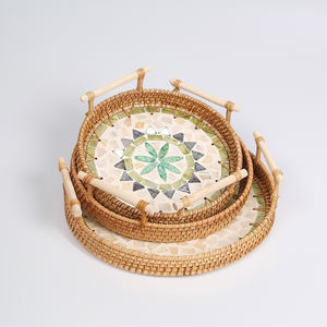 Plateau d'incrustation de nacre de luxe du Vietnam plateau de service décoratif fait à la main écologique pour l'hôtel à la maison moderne-SM2037 - Product Image 2