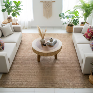Table basse ronde moderne en bois de suar massif avec plateau épais et pieds cylindriques en bois, durable pour le salon - Product Image 3