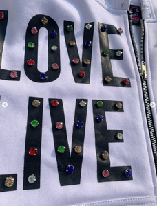 เสื้อมีฮู้ดของผู้ชายเสื้อแจ็คเก็ตซิปเทอร์รี่หนาประดับพลอยเทียมคริสตัลพลอยเทียมมีฮู้ดแบบรูดซิปสองชั้นสไตล์วินเทจจางหายไป - Product Image 2