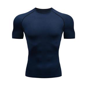Chemise de compression de sport pour hommes, t-shirt d'été à col rond, t-shirt de course à pied à séchage rapide, fitness, gym, hauts d'entraînement pour hommes - Product Image 3