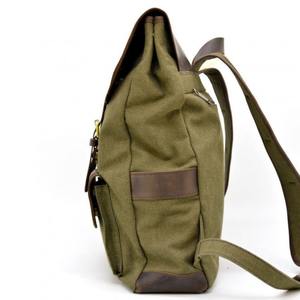 Premium Genuine Leather Canvas <b>Backpack</b> Foldable Soft Zipper Outdoor Travel <b>School</b> Work Hiking Use Unisex Durable <b>Large</b> Capacity - Product Image 3
