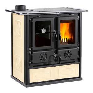 Estufa de Cerámica Nordica 7,9kW ROSETTA Sinistra 5.0 VST.16, 885x572x84,3cm, 5 Estrellas, Panna Legna Cucina - Product Image 1