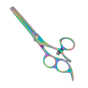 Tres agujeros 360 grados giratorio pulgar giratorio tijeras curvas negro y oro tijeras de belleza - Product Image 4