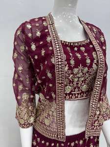 Nouveau Designer Collection Faux Georgette Séquence Broderie Koti Blouse Et Palazzo Prêt À Porter Costume Au Prix De Gros - Product Image 2